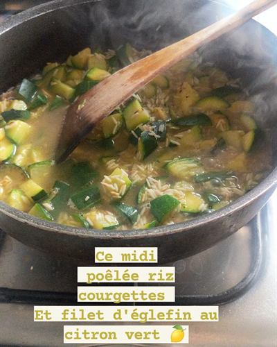 Poêlée riz-courgettes et églefin au citron vert