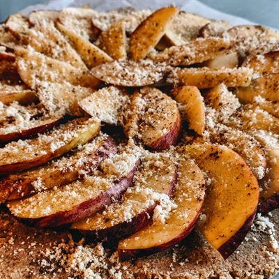 Tarte aux pommes, pâte semi-complète à l'huile de coco