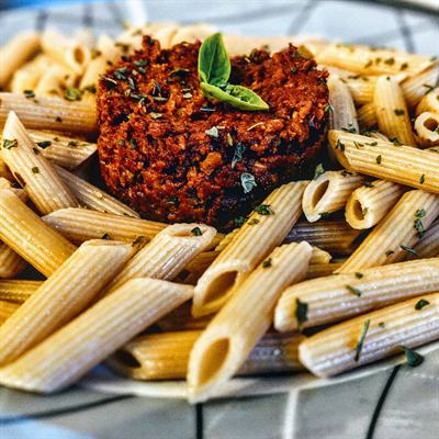 Penne sauce olives, tomates et amandes