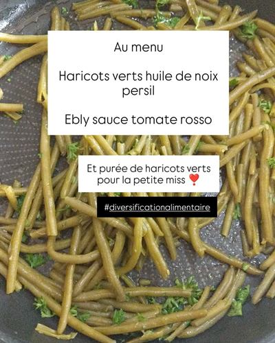 Haricots verts à l'huile de noix, Ebly et sauce tomate