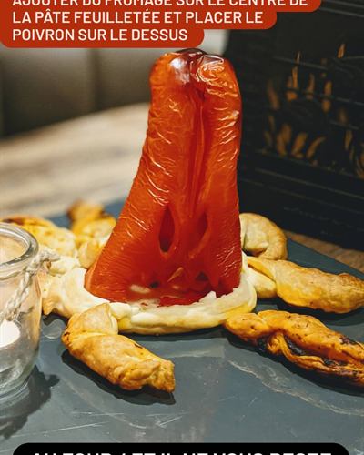 Poivron feuilleté au fromage, façon Halloween