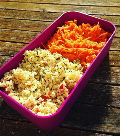 Bento taboulé et carottes râpées