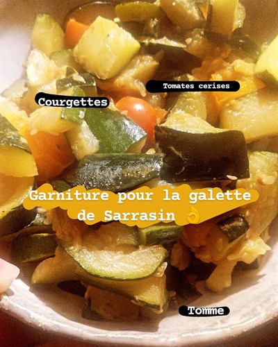 Galette de sarrasin courgettes, tomates cerises et tomme