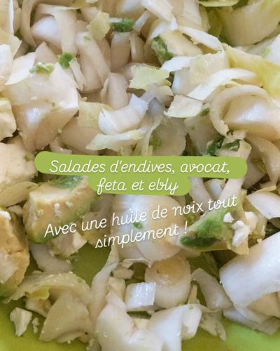 Salade d'endives, avocat, feta et Ebly à l'huile de noix