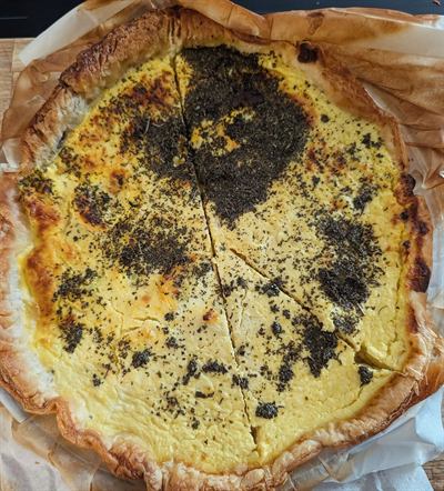 Quiche froide courgettes, chèvre et menthe