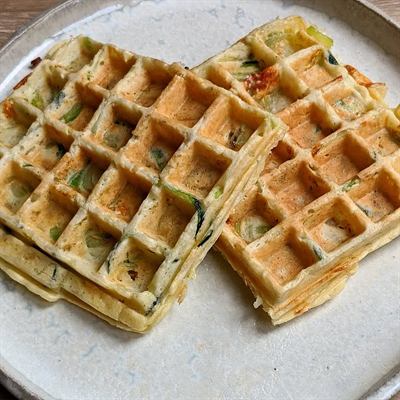Gaufres courgette, feta et fromage blanc
