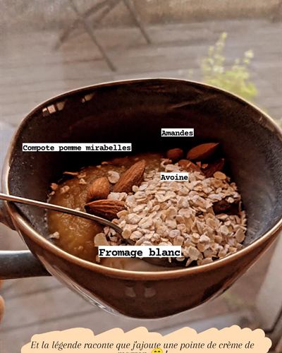 Bol compote pomme-mirabelle, avoine et crème de marrons