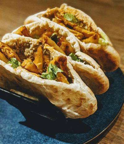 Kebab veggie au caviar d'aubergine
