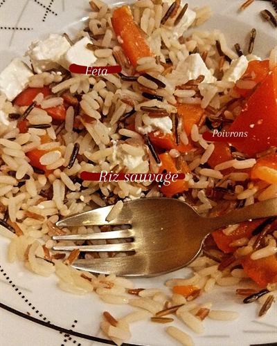 Riz sauvage, poivrons et feta