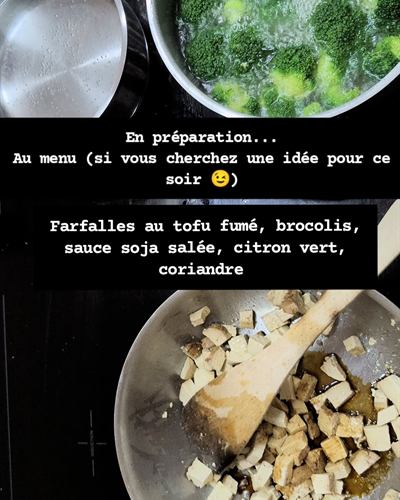 Farfalle au tofu fumé, brocoli, soja et citron vert