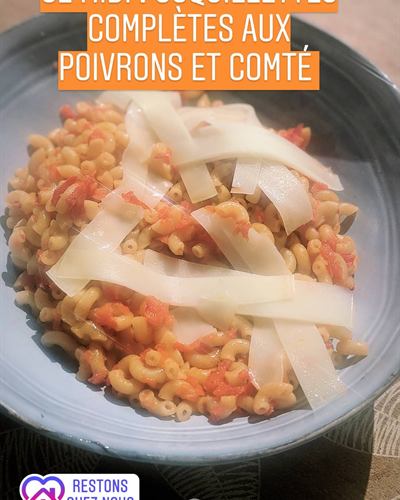 Coquillettes complètes aux poivrons et comté