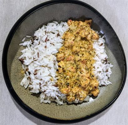 Riz sauvage aux écrevisses, sauce cacahuète et citron