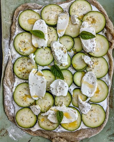 Tarte courgettes-basilic-mozzarella