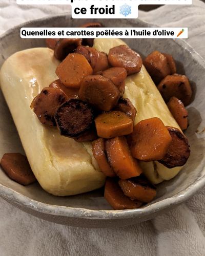 Quenelles et carottes poêlées à l'huile d'olive