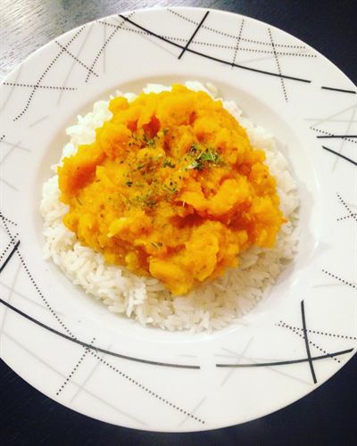 Potimarron sur son lit de riz basmati