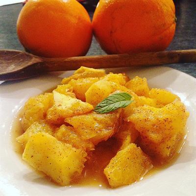 Dessert Express : Orange rôtie à la fleur d'oranger et à la cannelle