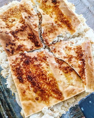 Lasagnes de chou-fleur et roquefort à la crème de riz