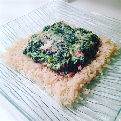Riz basmati aux épinards et lardons