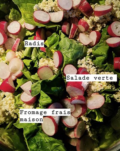 Salade radis et fromage frais maison