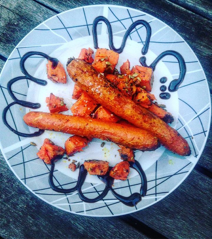 Carottes et patate douce rôties aux épices