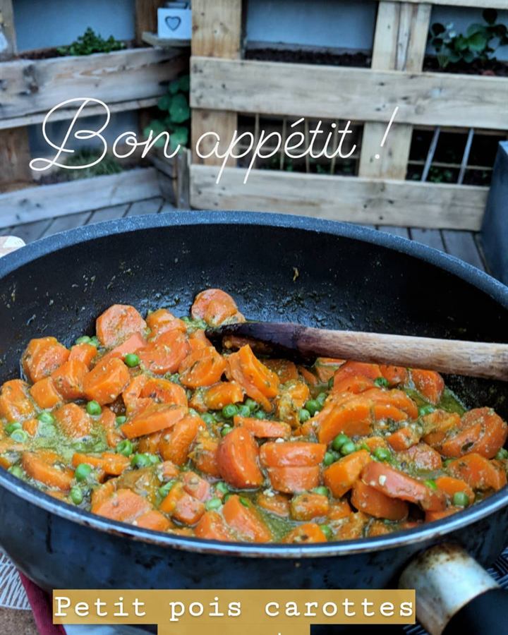 Petits pois et carottes au pesto