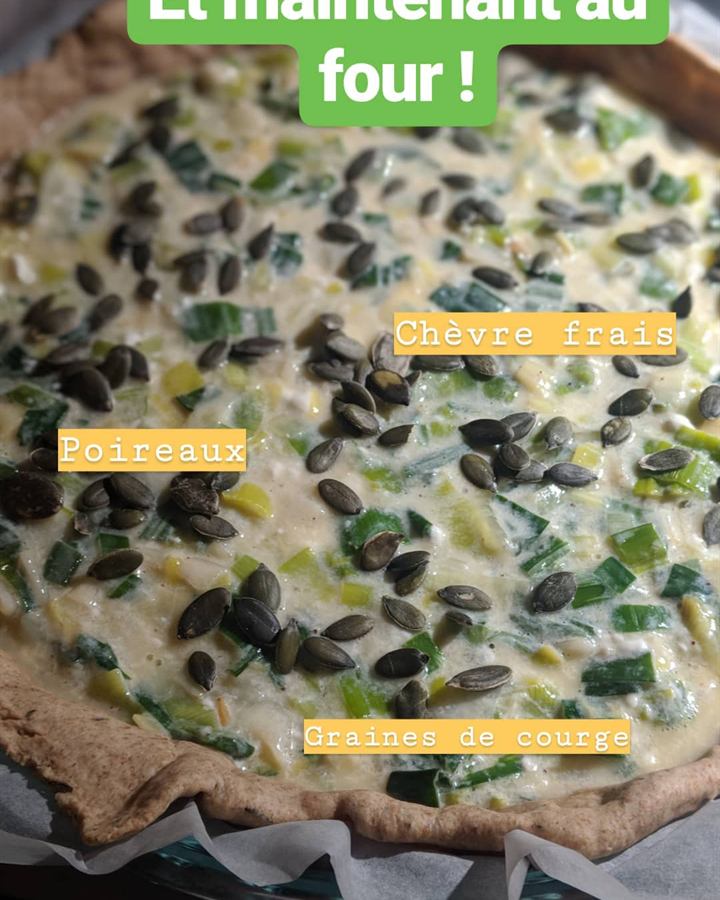 Poireaux gratinés au chèvre frais et graines de courge