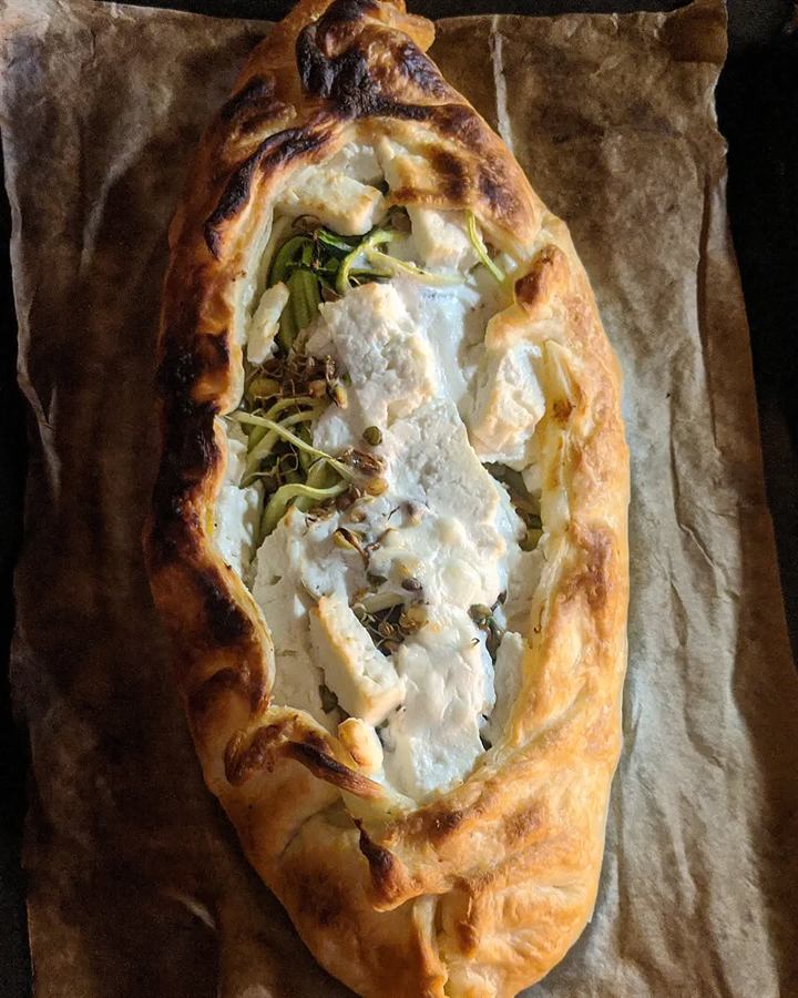 Tourte feta et spaghetti de courgette