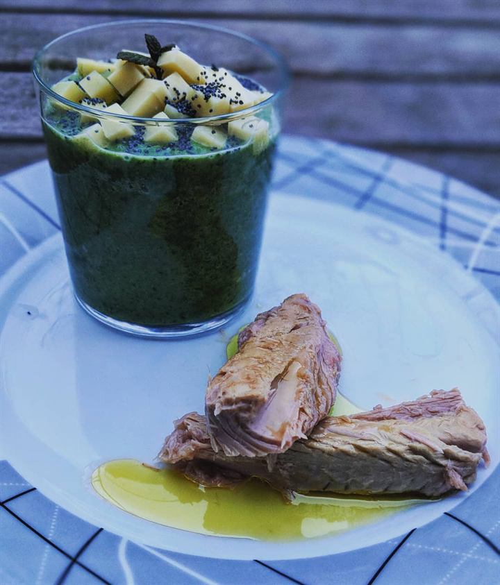 Mousse de blettes au beaufort et thon à l'huile d'olive