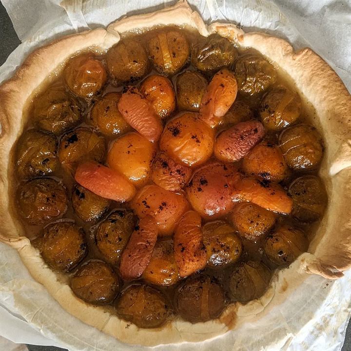 Tarte abricots, mirabelles et vanille