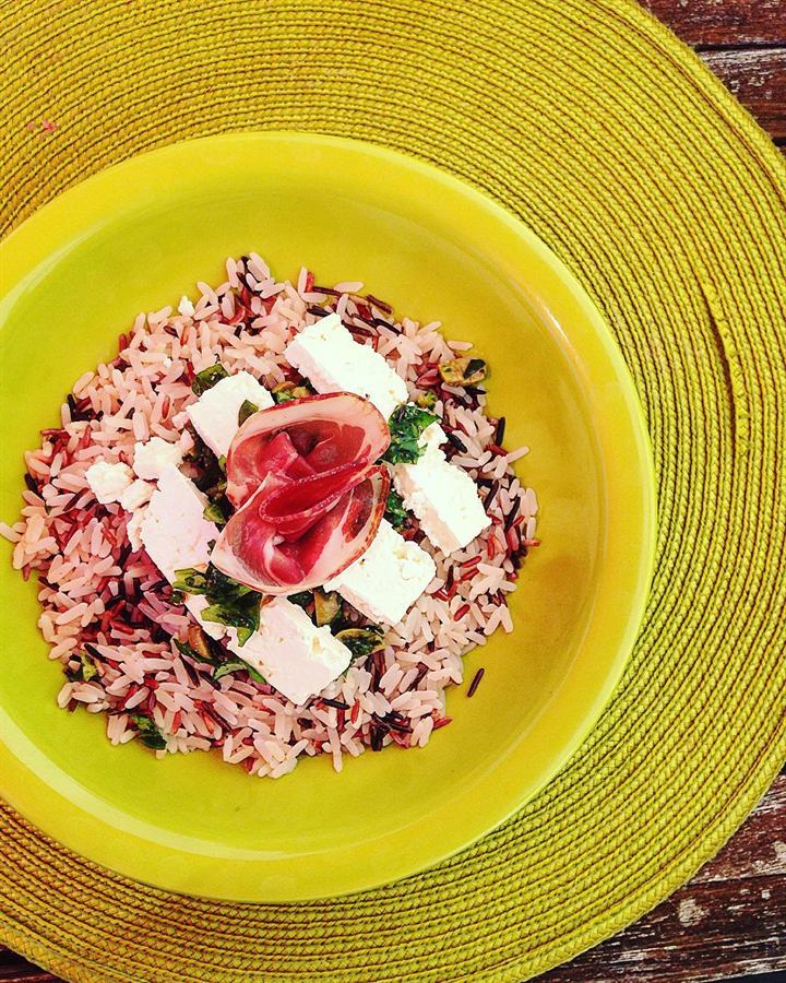 Riz sauvage aux olives, feta et coppa