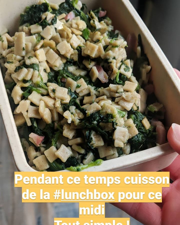 Poêlée de crozets, épinards et lardons