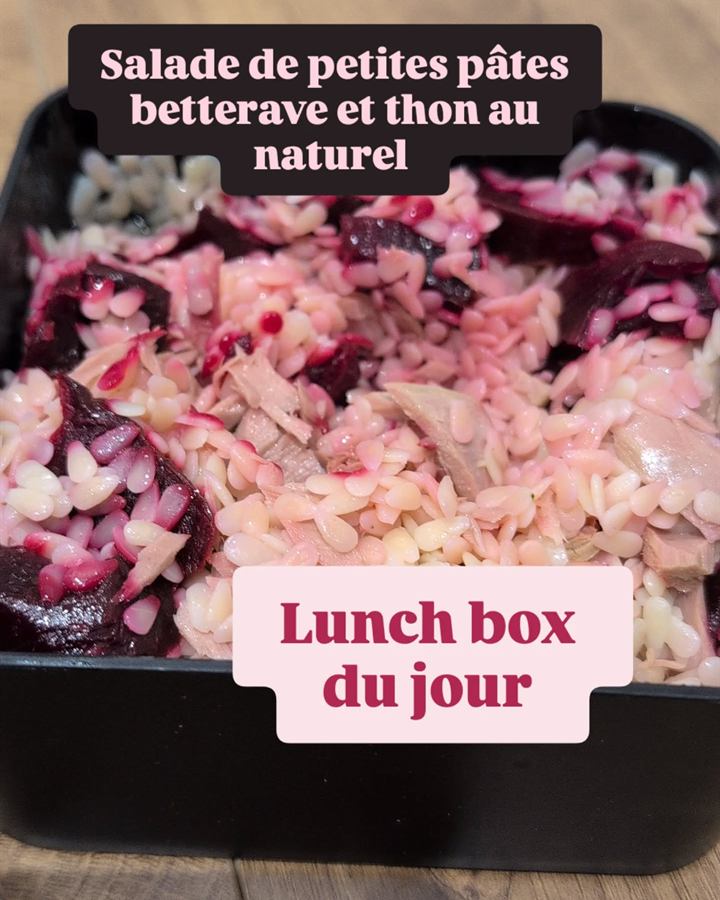 Lunch box petites pâtes, betterave et thon