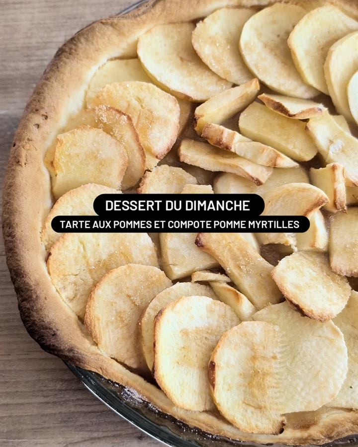 Tarte aux pommes et compote pomme-myrtille