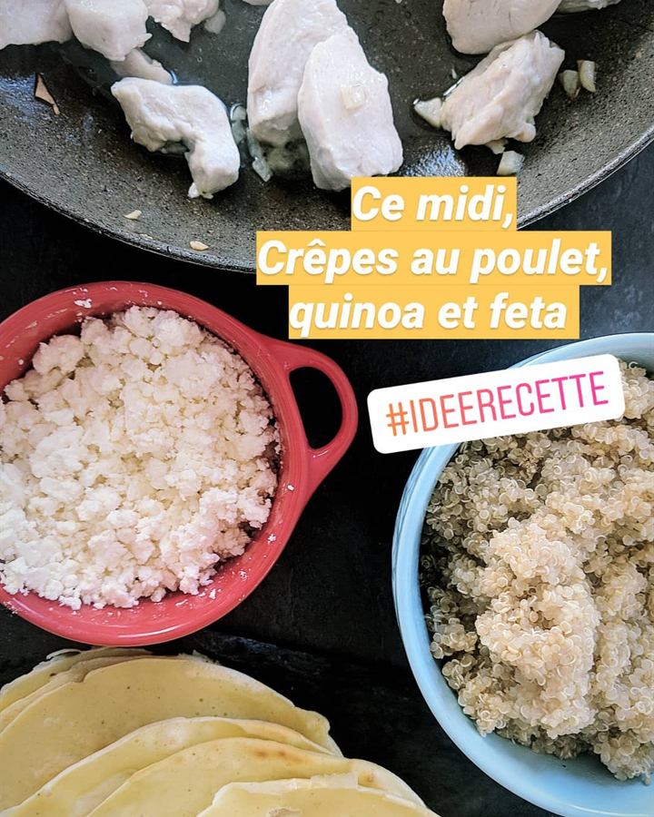 Crêpes au poulet, quinoa et feta