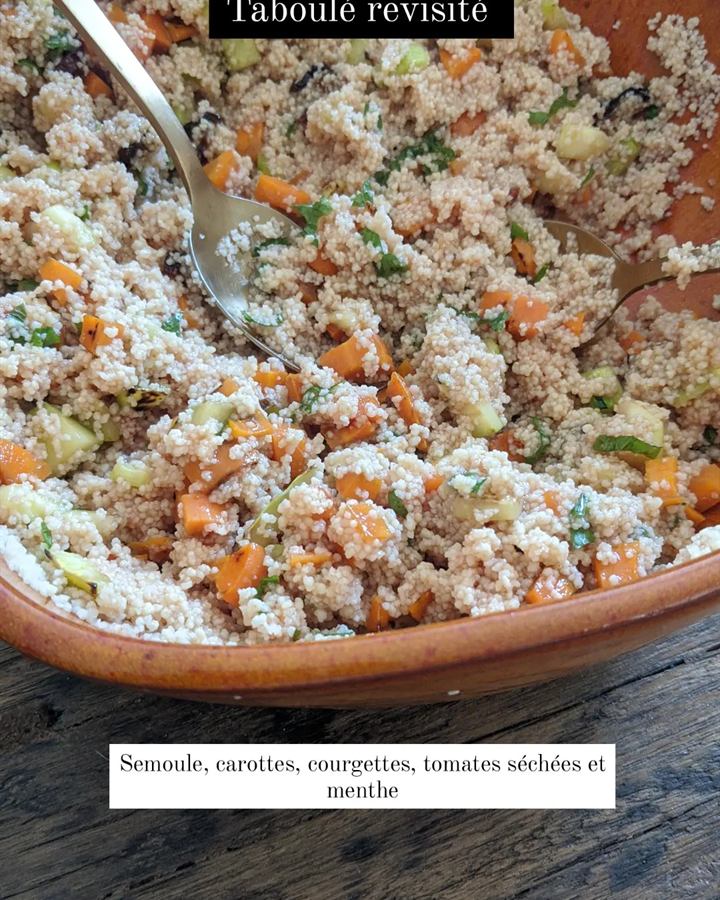 Taboulé revisité carottes, courgettes et tomates séchées