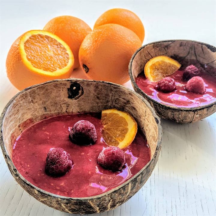 Fruits bowl orange-framboise sans sucre