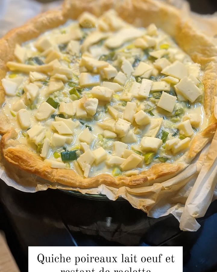 Quiche poireaux et reste de raclette