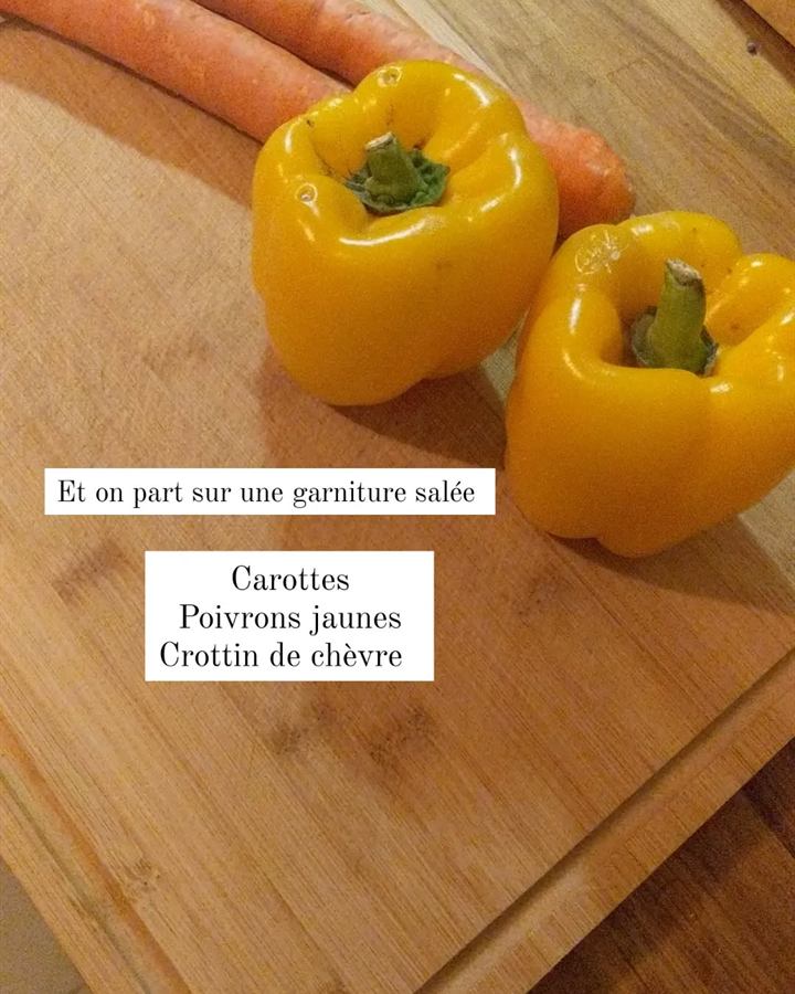 Feuilletés carottes, poivron jaune et crottin de chèvre