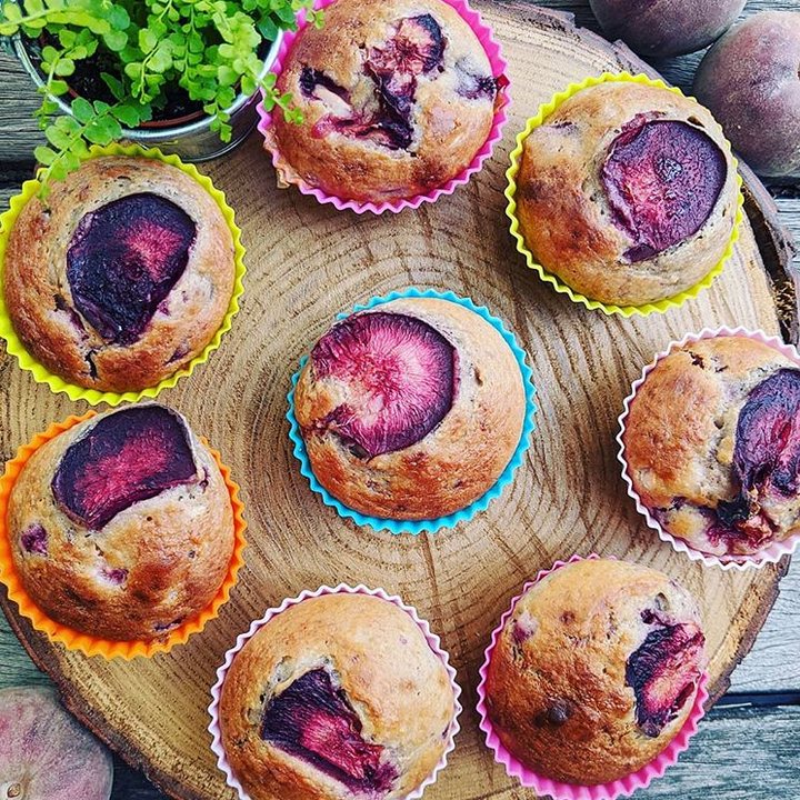 Muffins healthy aux pêches de vigne