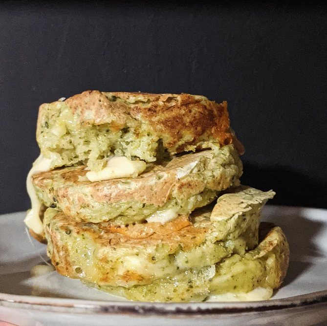 Pancakes brocolis ~ reblochon