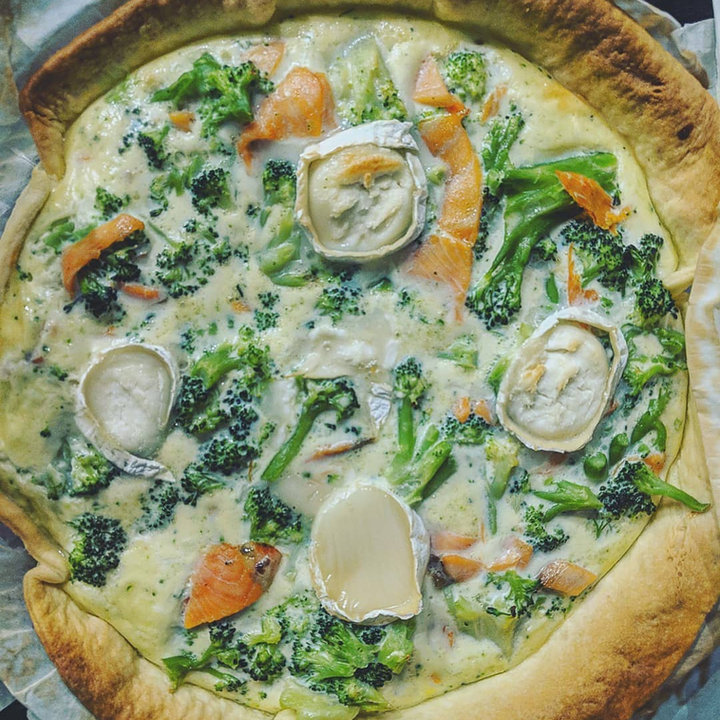 Tarte brocolis-saumon-chèvre