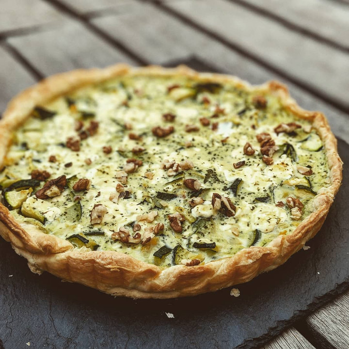 Tarte Courgettes - Chèvre - Menthe - Noix